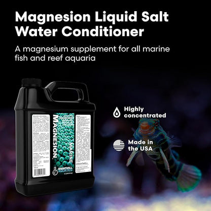 Brightwell Aquatics Magnesion Liquid Salt Water Conditioner - Concentrated Magnesium Supplement For Reef and Marine Aquariums, 67.6 fl oz