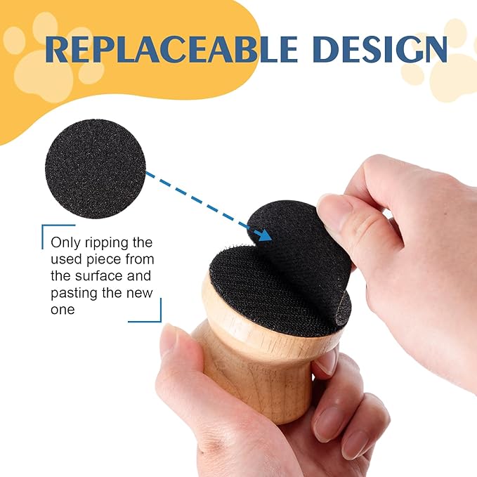 Dog Nail File with 4 Pcs Replaceable Sandpaper, No Pressure Dog Nail File, Wooden Dog Nail File Scraper Small Nail Scratch Board for Puppy (Wood)