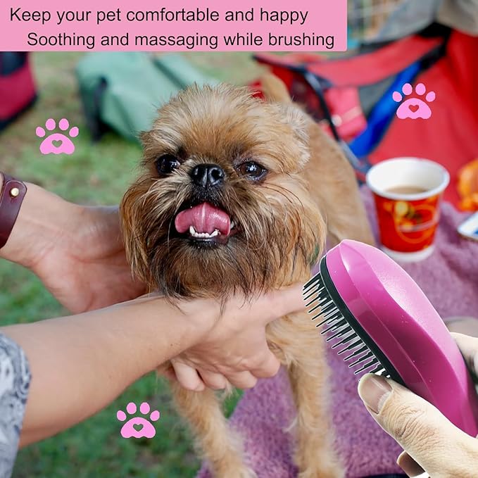 Puppy Brush, Soft Dog Brush for Grooming, Puppy Hair Remover Brush Comb, Grooming Tool for Poodles, Teddy, Yorkies, Maltese, Shih Tzu, Chihuahua, Pink