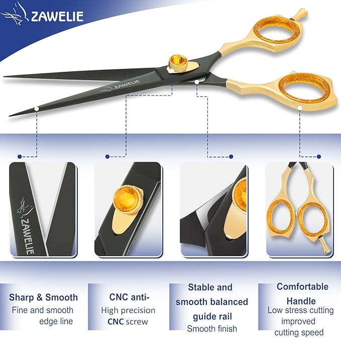 Dog Grooming Scissor- 7.5 Pet Shears, Japanese Stainless Steel Ergonomic Pet Grooming Scissor, Heavy Duty Sharp and Comfortable pet Scissors for Grooming, Dogs, Cats and Other Animals (Straight)