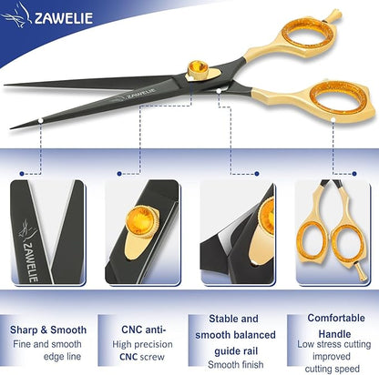 Dog Grooming Scissor- 7.5 Pet Shears, Japanese Stainless Steel Ergonomic Pet Grooming Scissor, Heavy Duty Sharp and Comfortable pet Scissors for Grooming, Dogs, Cats and Other Animals (Straight)