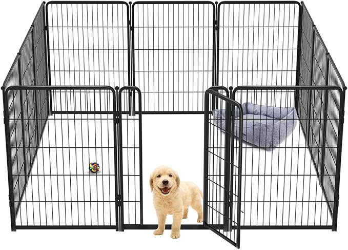 FXW Homeplus Dog Playpen for Indoor Use - Stress-Free and Safe Play, Heavy Duty 40 Inch 12 Panels Dog Pen for Medium and Large Dogs, Black_atented