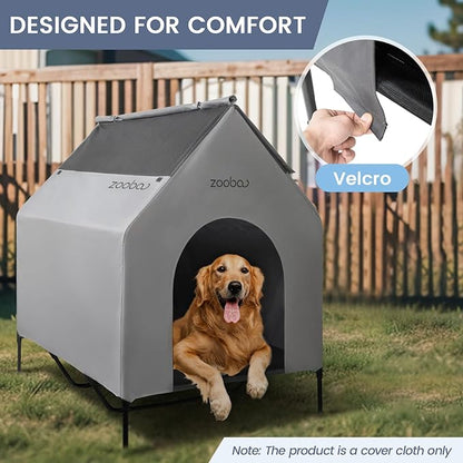 48 Durable Dog House Cover - Waterproof & UV-Resistant 600D Oxford Fabric Canopy for Outdoor Kennels - Cover Only, Fits 36"x30"x44" Houses - Protective Large Breed Shelter Top - Cool Grey
