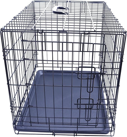 Durable, Foldable Metal Wire Dog Crate with Tray, Single Door, 24 x 16.7 x 19 Inches, Black
