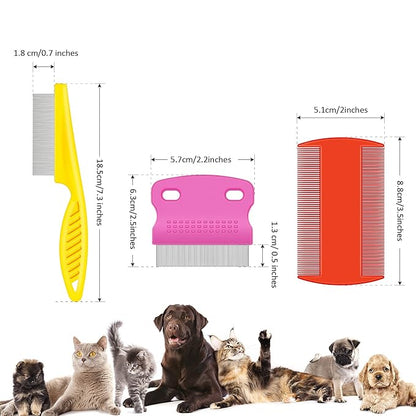 6 Pieces Pet Lice Combs Dog Grooming Flea Cat Tear Stain Comb for Removal Dandruff, Hair Stain, Nit(White, Yellow, Green, Purple, Orange, Dark Blue)