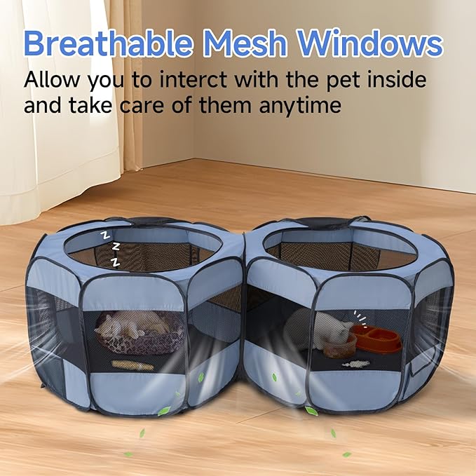 2-in-1 XLarge Pop Up Dog Playpen, 72"x36"x24"H Cat Puppy Pet Playpen, No Assembly Need, Indoor Outdoor Cats Enclosed, Cat Tent Crate Cage Kennel, Portable Playpen for Kitten and Small Animals(M)