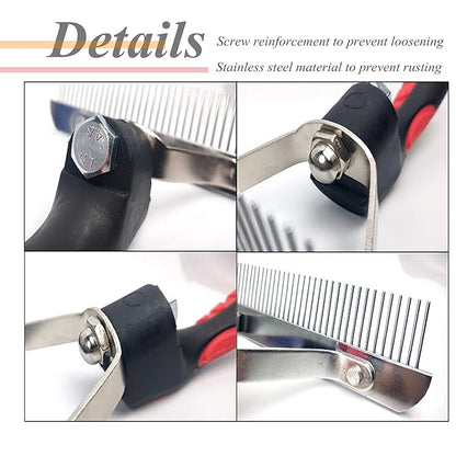 Dog Brushes for Grooming Large Dogs, Undercoat Dog Rake Long Hair Pet Comb Pet Grooming Brush with Anti-Slip Handle, Steel Comb for Golden Retriever Husky German Shepherd