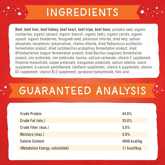 Stella & Chewy's Freeze-Dried Raw Marie's Magical Dinner Dust  Protein Rich, Grain Free Dog & Puppy Food Topper  Grass-Fed Beef Recipe  7 oz Bag