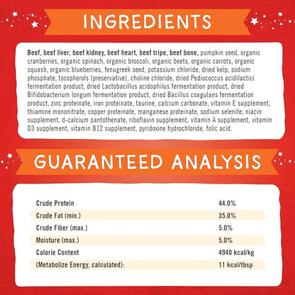 Stella & Chewy's Freeze-Dried Raw Marie's Magical Dinner Dust  Protein Rich, Grain Free Dog & Puppy Food Topper  Grass-Fed Beef Recipe  7 oz Bag