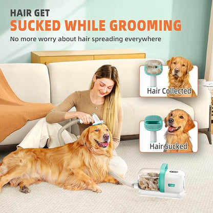 Dog Grooming Vacuum, Dog Hair Vacuum for Shedding Grooming, Low Noise Dog Grooming Kit, 15kpa Pet Grooming Vacuum for Dogs Pet Hair
