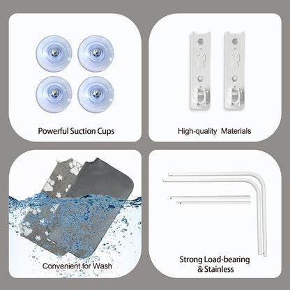 Cat Window Perch, Foldable Cat Window Hammock with Cute 3D Textured Flower Cover, Breathable Mesh Cover and Strong Suction Cups, Cordless Window Seat Bed for Indoor Cats (Grey, Medium)