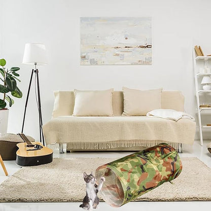 iCAGY Cat Tunnel for Indoor Cats Interactive, Rabbit Tunnel Toys, Pet Toys Play Tunnels for Cats Kittens Rabbits Puppies Crinkle Pop Up Camouflage Green 20"