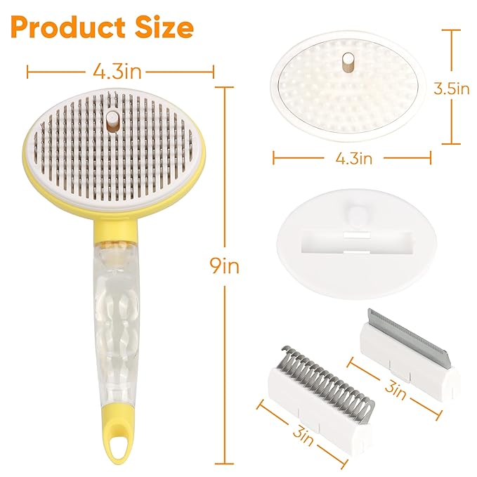 Dog Steam Grooming Brush and Metal Comb Combo, Manual Steamy Dog Brush With Water, Self Cleaning Slicker Brush, Dog Massager Brushes, Multifunctional Pet Hair Comb for Removing Tangled And Loose Hair