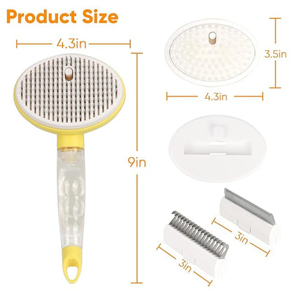 Dog Steam Grooming Brush and Metal Comb Combo, Manual Steamy Dog Brush With Water, Self Cleaning Slicker Brush, Dog Massager Brushes, Multifunctional Pet Hair Comb for Removing Tangled And Loose Hair