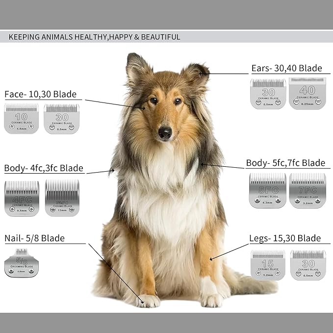 3 Color 40# Detachable Pet Dog Grooming Ceramic Blades,Compatible with Andis,Oster A5,Wahl KM-10 Series,Size #40 Blade 1/100-Inch 0.25MM Cut Lengthï¼_ilver+Black+Goldenï¼