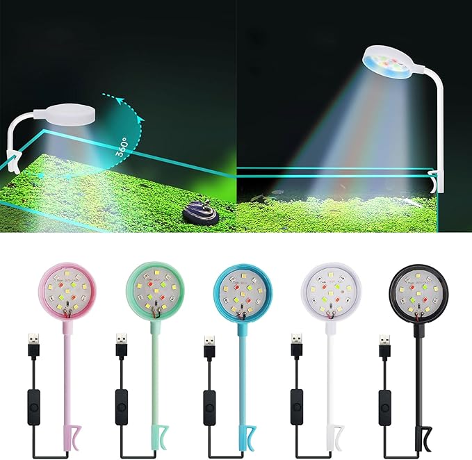 Lamps, Small Aquarium Fish Tank Led Light with USB Interface Clip On for Plant Aquarium
