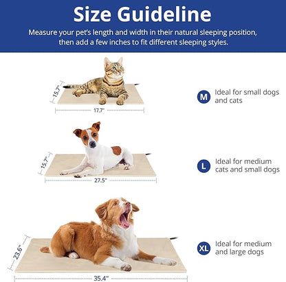 NICREW Dog Heating Pad, Temperature Adjustable Heated Dog Bed with Auto Shut Off Timer, Indoor Pet Heated Bed Mat for Cats and Dogs, 27.5 x 15.7 Inches, 75W (max)