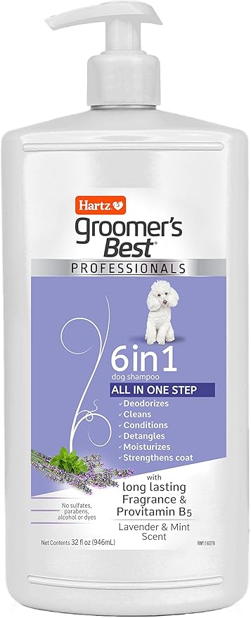 Hartz Groomer's Best Professionals 6-in-1 Dog Shampoo and Conditioner in One, 32 oz