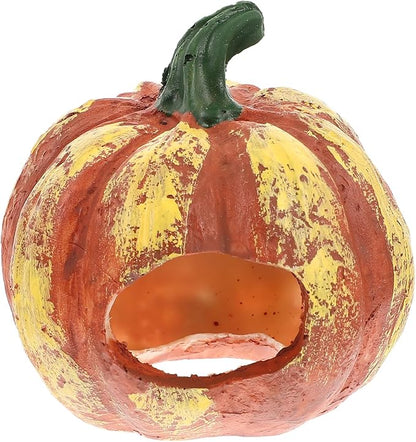 Fish and Shrimp Hideout House Terrarium Decor Betta Fish Cave Hideout Betta Toys Glass Animals Pumpkin Cave Halloween Decor Ornaments for Tanks Aquarium Resin Rock