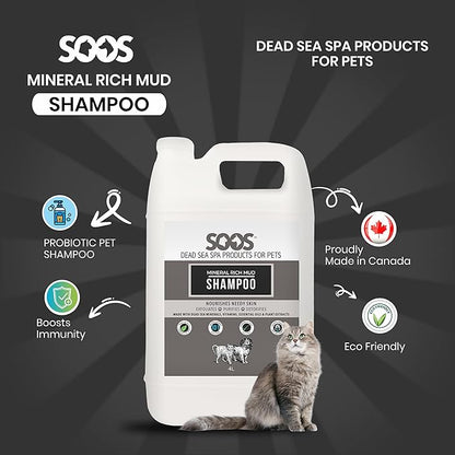 Soos Pet Mineral Rich Mud Dog and Cat Shampoo Natural Dead Sea Minerals Fast Absorbing Natural Ingredients - 1x (4L Gallon)