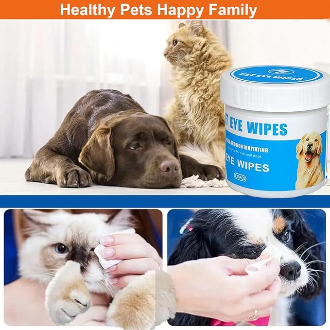 Pet Eye Wipes For Dogs, Natural Dog Wipes for Paws and Eyes,Gentle and Safe Dog Wipes Cleaning for Remove Tear Stains and Mucus, Dog Eye Wipes and Cleaning Wipes for Dog, Cat, furry animals 130 pcs