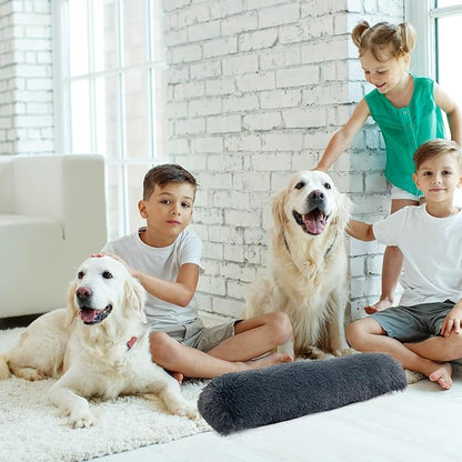 HOMBYS 25" Length Dog Pillows for Large and Medium Dogs, Soft Faux Fur Claming Dog Nek Pillow for Improving Anxiety Reduce, Machine Washable Pet Pillow for Cats, Plush Pet Toy (Dark Grey, 25"x8"x4")