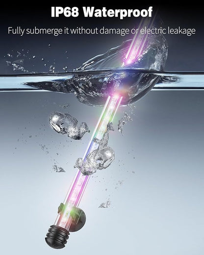 Pawfly 5.5 W Aquarium LED Light 19 Inch Underwater Fish Tank Light with Timer Auto On/Off Fish Tank Background Lights with 8 Lighting Modes Submersible Multi-Colored Tube Lights for Decoration