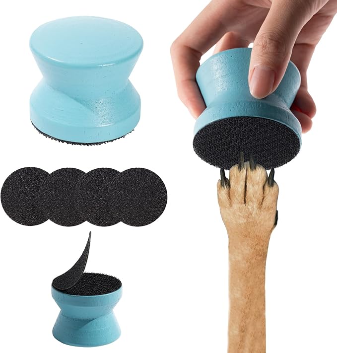 Dog Nail File with 4pcs Replaceable Sandpaper Portable Dog Nail Scratch Board Small Dog Nail File Wood Dog Nail Scratch Pad for Puppy