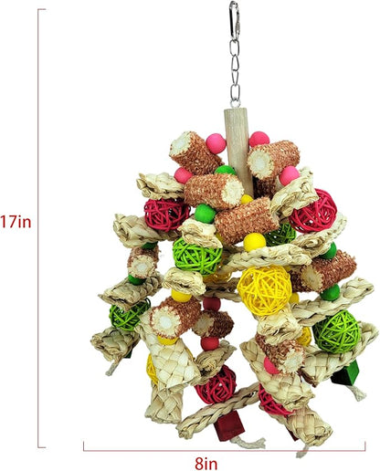 Parrot Toys, Natural Corncob Bird Chew Toys for Small and Medium Macaws, African Grey Parrots, Amazon Parrots Bird Cage