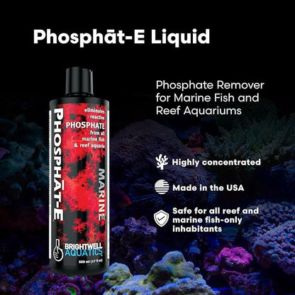Brightwell Aquatics Phosphat-E - Liquid Phosphate Remover for Marine Fish and Reef Aquarium