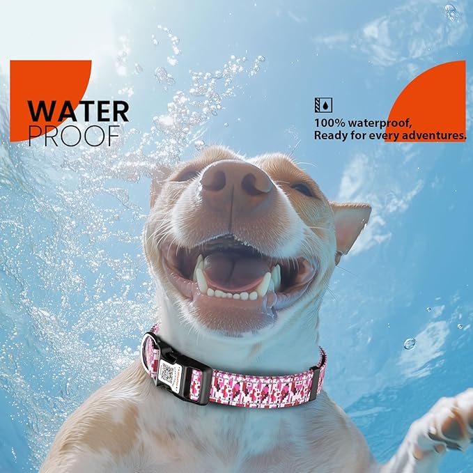 Reflective Dog Collars for Medium Dogs Soft Nylon Camo Rose Red Sized S