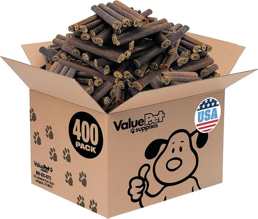 ValueBull USA Collagen Sticks for Dogs, 6 Inch Thick Chews, Natural Long-Lasting Dog Treats, 400 Count Wholesale Pack - Promotes Joint, Skin & Coat Health with Glucosamine and Chondroitin