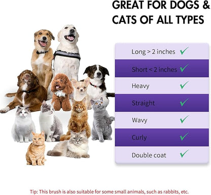 3 PCS Dog Grooming Brush Kit  Self Cleaning Slicker Brush for Shedding Short & Long Haired Dogs & Cats. Removes Loose Fur, Undercoat, Mats, Tangles for Small, Medium & Large Pets. Purple