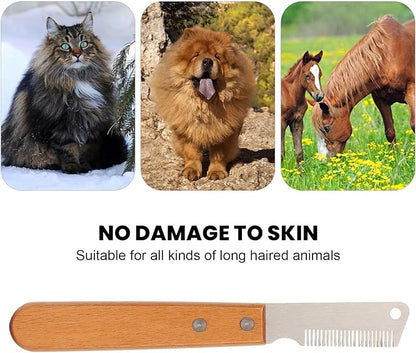 Dog Stripping Knife, Multifunction Pet Cat Dog Hand Stripping Knife Remove Floating Hair, Wood Handle Pets Stripper Trimmer Tool to Keeps Hair Clean, Promotes Circulation
