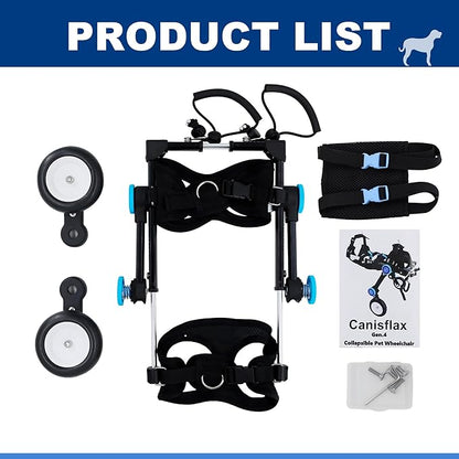 Adjustable Dog Wheelchair for Back Legs| Pet Wheelchairs with Disabled Hind Legs Walking|Stabel & Light Weight | Black(XS)