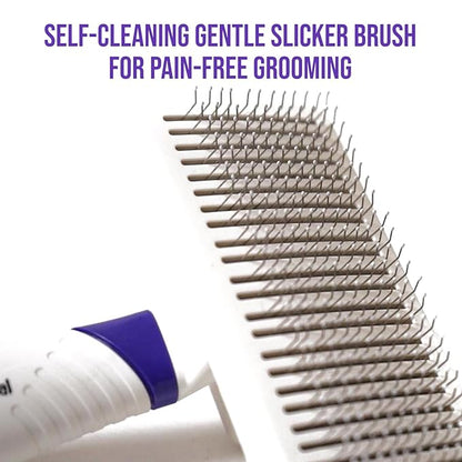 Self-Cleaning Gentle Slicker Brush, Sensitive Skin Gentle Dog Brush, for Big Dog and Large Breed, to Remove Loose Hair, Mats, Dirt - Pain Free Grooming