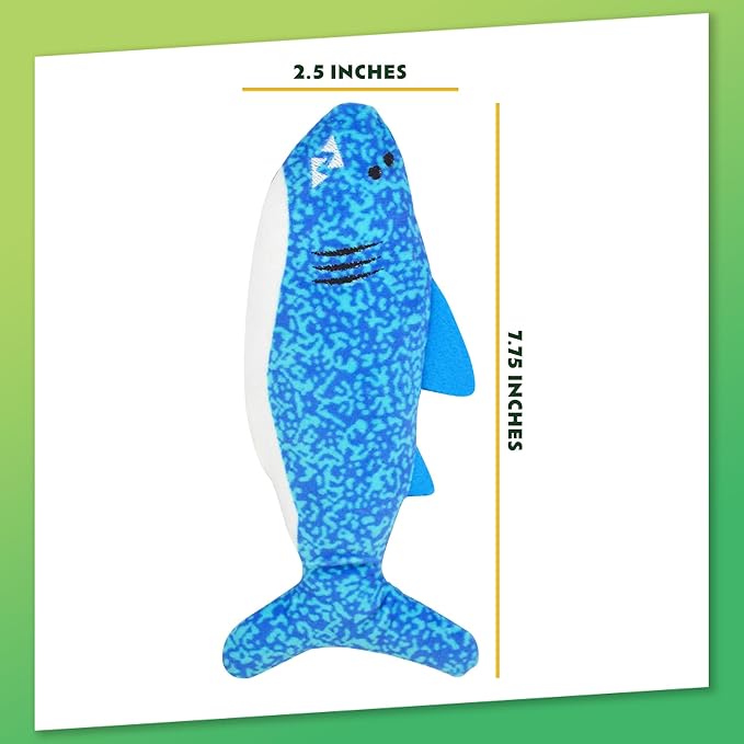 ZOOMIE Shark Kicker - Refillable Catnip Toy + Catnip | High Potency Hand Harvested Fresh | Soft Plush for Engaging Play