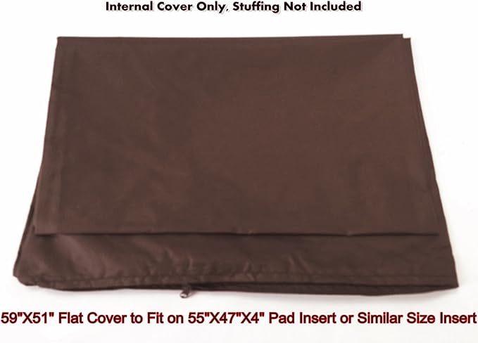 Dogbed4less 1 Pack Internal Duvet Case Waterproof Zipper Dog Bed Cover for Jumbo/XXXL Large 55"x47"X4" Memory Foam Pad Pet Bed - 59"x51" Flat