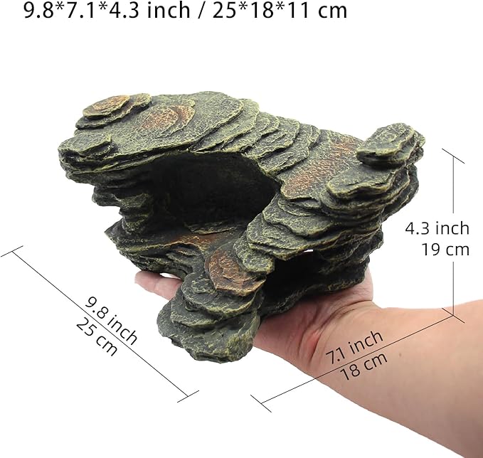 Turtle Basking Platform Shale Scape Step Ledge, Reptile Ladder Resting Terrace Aquarium Decor, Great for Reptiles, Amphibians, Frogs, Small Turtle