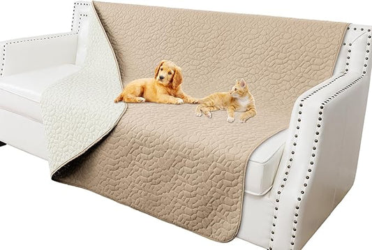 Waterproof Dog Blanket, Washable Anti-Slip Pet Couch Covers for Sofa,Pet Hair Resistant Blankets Bed Chair Furniture Couch Protector for Dogs-52x82,Beige