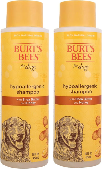 Burt's Bees for Pets Hypoallergenic Shampoo for Dogs with Shea Butter and Honey, 2pk, 95% Natural Origin Formulas, Shampoo for Sensitive Dogs - Gentle Dog Shampoo, 2pk, 16 oz