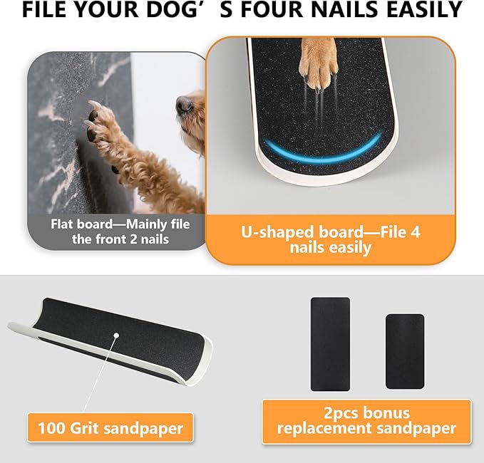Dog Scratch Pad for Nails, U-Shaped Dog Scratch Board with 4 Sticky Sandpapers, Plastic Durable Dogs Nail File Toy, Shortened Dog_ Side Nails Easily for Small and Medium Dogs, Cats (M)