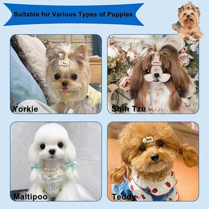 3 PCS Puppy Brush Grooming Kit, Stainless Steel Flea Comb, Fit for Yorkie, Shih Tzu, Maltipoo, Soft Bristle (Blue)