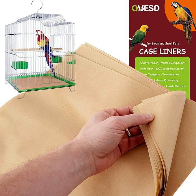 30-Pack Bird Cage Liners - 13.8x13.8 Inch Leak-Proof Disposable Tray Pads for Parrots, Parakeets, Cockatiels, Lovebirds | Easy-Clean Cage Bottom Paper | Customizable Size