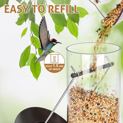 FEED GARDEN Metal Bird Feeders for Outdoors Hanging, 6-Port Tube BirdFeeders for Outside, Finch Feeders for Outside, Brushed Copper Finishing, Bird Feeder with Heavy Duty Metal Lid, Chew-Proof 1 Pack
