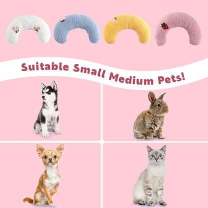 T'CHAQUE Dog Pillow Bed, Cat Calming Pillow, Dog Neck Pillow for Joint Relief Sleeping, Ultra Soft Half Donut Cuddler, Pillow Pet for Upper Spine Support, Doggy/Kitten Pillow Training Toy, Pink