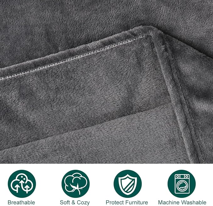 Onarway Dog Blanket Washable for Bed: 2 Packs Dog Blankets 59”x47” - Fluffy Soft Large Throw for Cat Puppy Kitten Dogs - Fleece Pet Blankets for Crate Couch Car and Indoor - Grey