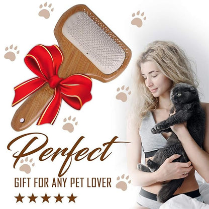 KylePet Dog brush, Double Sided Pet Slicker Brush with Bamboo Handle for Long Hair & Short Hair Pets Grooming Comb for Removing Shedding, Tangles and Dirt