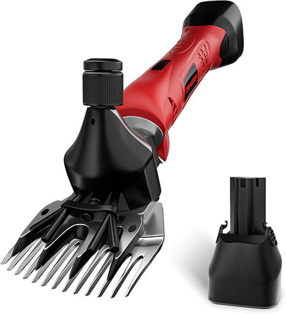 500W Cordless Sheep Shears, Professional Electric Sheep Shearing Clippers with 2 PCS Rechargeable 2 Ah Lithium Battery, Heavy Duty Animal Clippers for Alpacas Goats Cattle Farm Livestock Pet