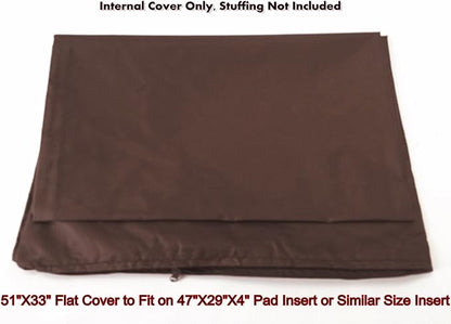 Dogbed4less 1 Pack Internal Duvet Case Waterproof Zipper Dog Bed Cover for Extra Large 47"x29"X4" Memory Foam Pad Pet Bed - 51"X33" Flat